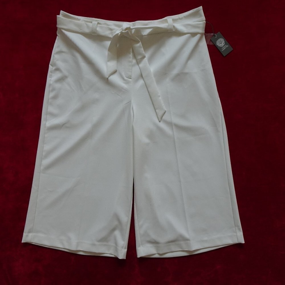 Vince Camuto Cropped Pants Plus Size 22W Ivory High Waist Belted
